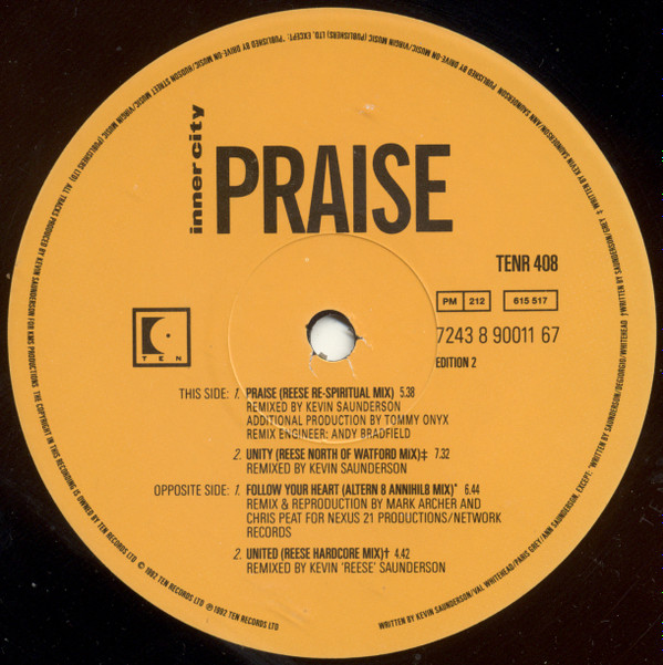 Inner City - Praise (Edition 2) | 10 Records (TENR 408) - 3