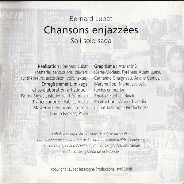 descargar álbum Bernard Lubat - Chansons Enjazzées