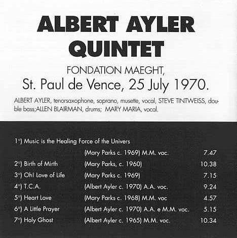 ladda ner album Albert Ayler Quintet - 1970 Live