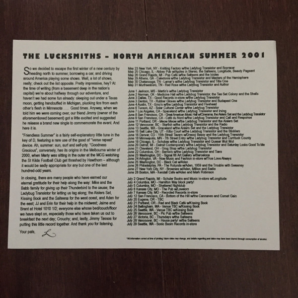 lataa albumi The Lucksmiths - North American Summer 2001