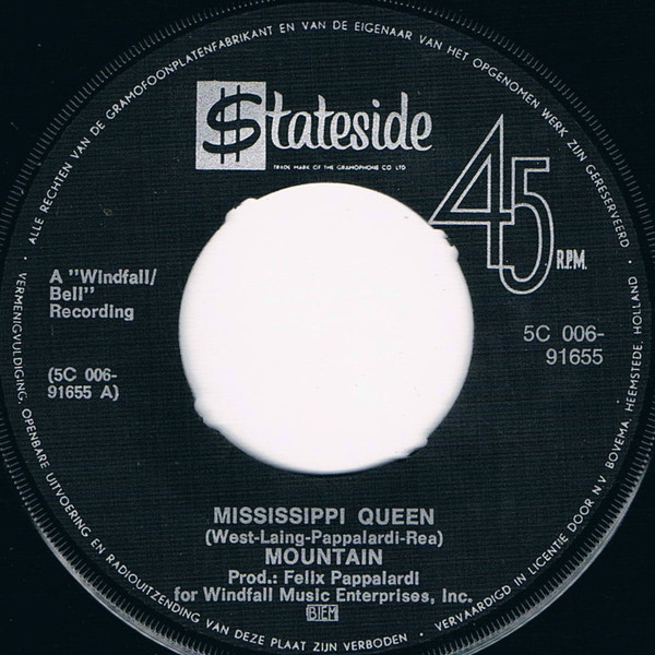 Mountain – Mississippi Queen (1970, Vinyl) - Discogs