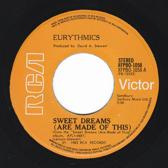 Eurythmics – Sweet Dreams (Are Made Of This) (1983, Vinyl) - Discogs