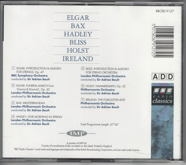 baixar álbum Elgar Bax Hadley Bliss Holst Ireland BBC Symphony Orchestra, London Philharmonic Orchestra, Philharmonia Orchestra Sir Adrian Boult - Elgar Bax Hadley Bliss Holst Ireland