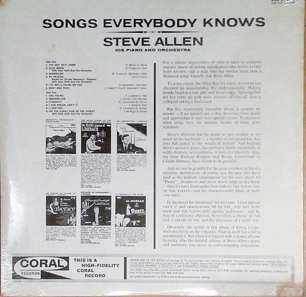 télécharger l'album Steve Allen His Piano And Orchestra - Songs Everybody Knows