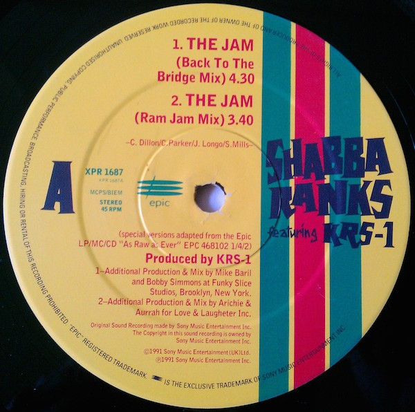 Shabba Ranks Featuring KRS-1 – The Jam (1991, Vinyl) - Discogs