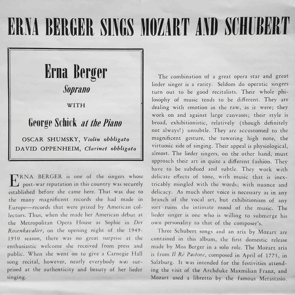 ladda ner album Erna Berger - Erna Berger Sings Mozart and Strauss