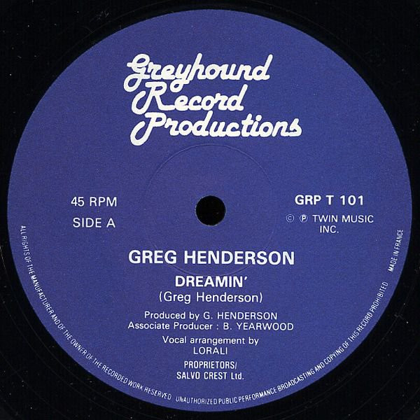 Greg Henderson – Dreamin' (1982, Vinyl) - Discogs