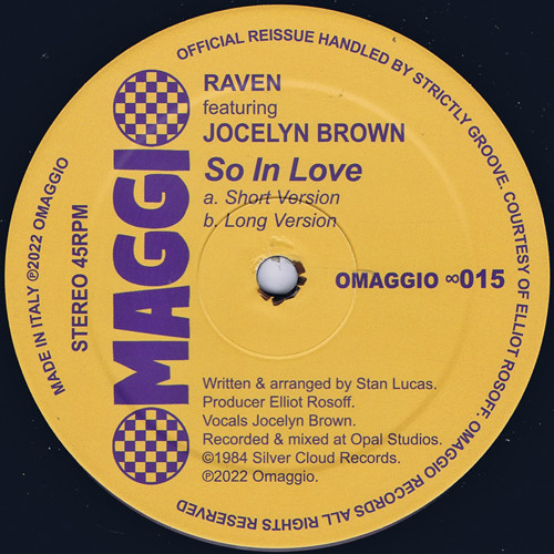 Raven Featuring Jocelyn Brown – So In Love (1984, Vinyl) - Discogs