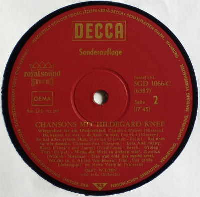 descargar álbum Hildegard Knef Gert Wilden & Orchestra - Chansons