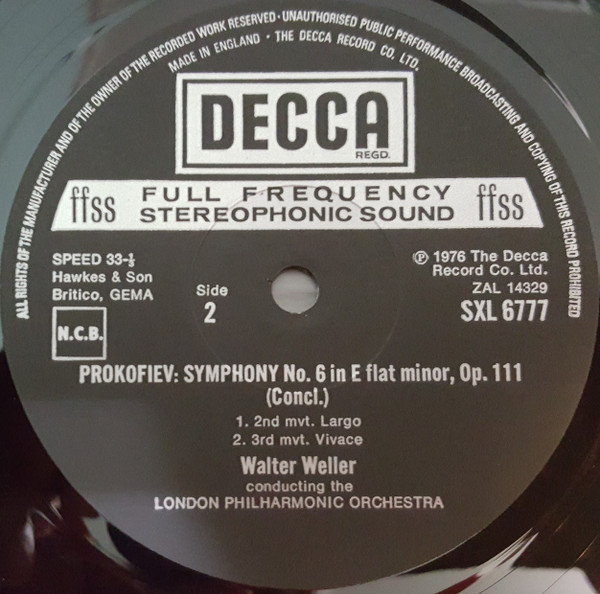 télécharger l'album Prokofiev Walter Weller, London Philharmonic Orchestra - Symphony No 6