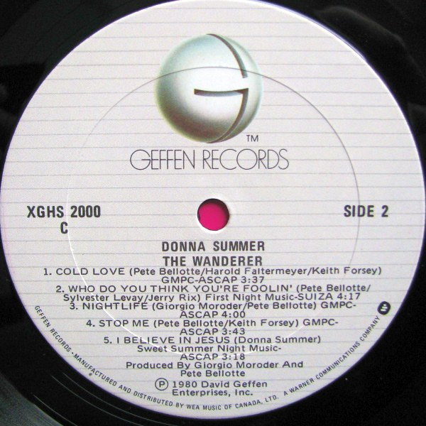 Donna Summer - The Wanderer | Geffen Records (XGHS 2000) - 4