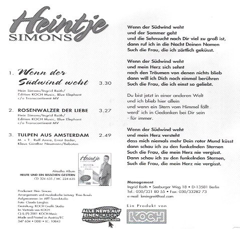 baixar álbum Heintje Simons - Wenn Der Südwind Weht