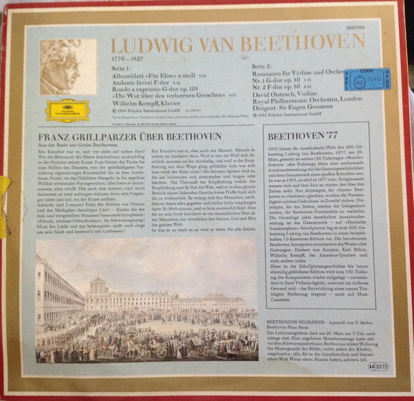descargar álbum Ludwig van Beethoven Wilhelm Kempff, David Oistrach - Albumblatt Für Elise Andante Favori Die Wut Über Den Verlorenen Groschen 2 Violin Romanzen