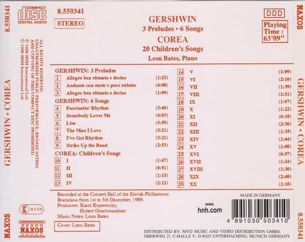 lataa albumi George Gershwin, Chick Corea Leon Bates - Gershwin Corea