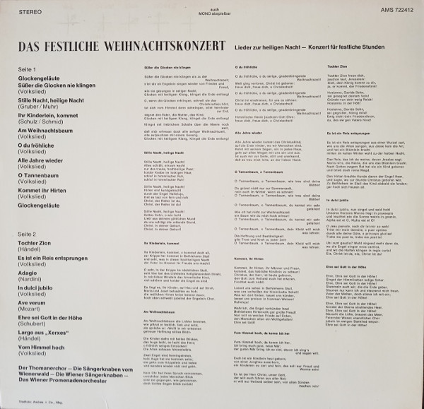 last ned album Thomanerchor, Die Sängerknaben Vom Wienerwald, Die Wiener Sängerknaben, Wiener Promenadenorchester - Das Festliche Weihnachtskonzert