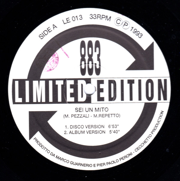 883 / CATERINA Sei Un Mito / Aereoplano Limited Edition Vinyl 12 Inch LE 013