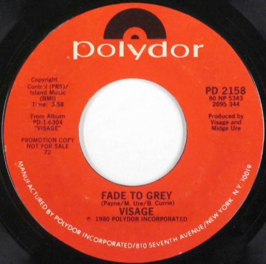 Visage – Fade To Grey (1980, Vinyl) - Discogs