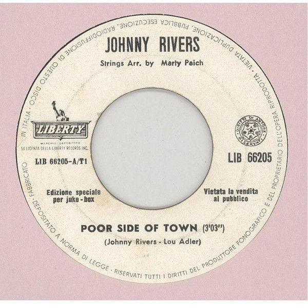 Johnny Rivers – Poor Side Of Town (1966, Shelley Pressing, Vinyl