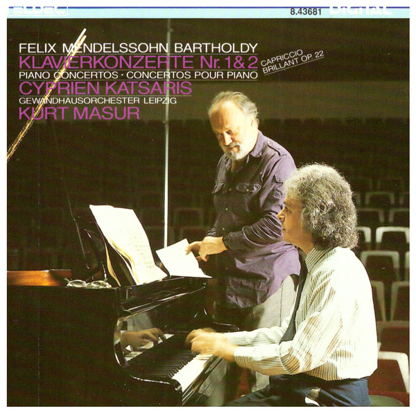 descargar álbum Felix MendelssohnBartholdy Cyprien Katsaris, Kurt Masur, Gewandhausorchester Leipzig - Klavierkonzerte Nr 1 Und Nr 2 Capriccio Brillant
