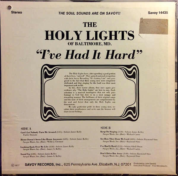 Album herunterladen The Holy Lights Of Baltimore, MD - Ive Had It Hard