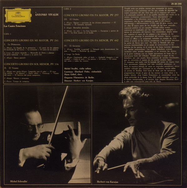 ladda ner album Antonio Vivaldi Michel Schwalbe Orquesta Filarmonica De Berlin Herbert von Karajan - Las Cuatro Estaciones