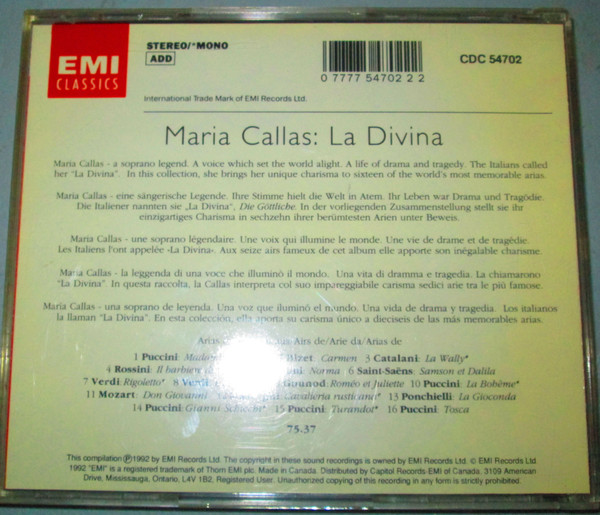 Callas - La Divina | EMI Classics (CDC 54702) - 3