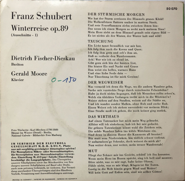 descargar álbum Dietrich FischerDieskau - Franz Schubert Winterreise