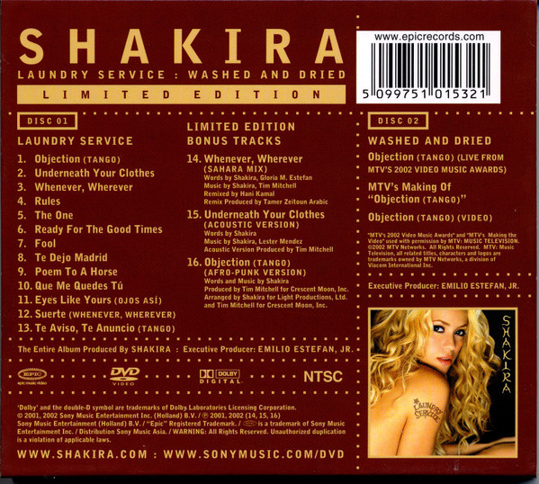 599px x 538px - Laundry Service: Washed And Dried - Shakira (CD Double Album) | Buy Online  | Vinyl Records Direct