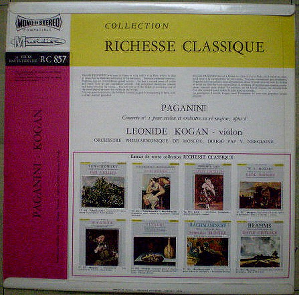 baixar álbum Paganini Leonide Kogan, Orchestre Philharmonique De Moscou Dirigé Par V Nebolsine - Concerto N 1 Pour Violon Et Orchestre En Ré Majeur Opus 6