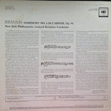 Album herunterladen Leonard Bernstein - Brahms Fourth Symphony Leonard Bernstein New York Philharmonic
