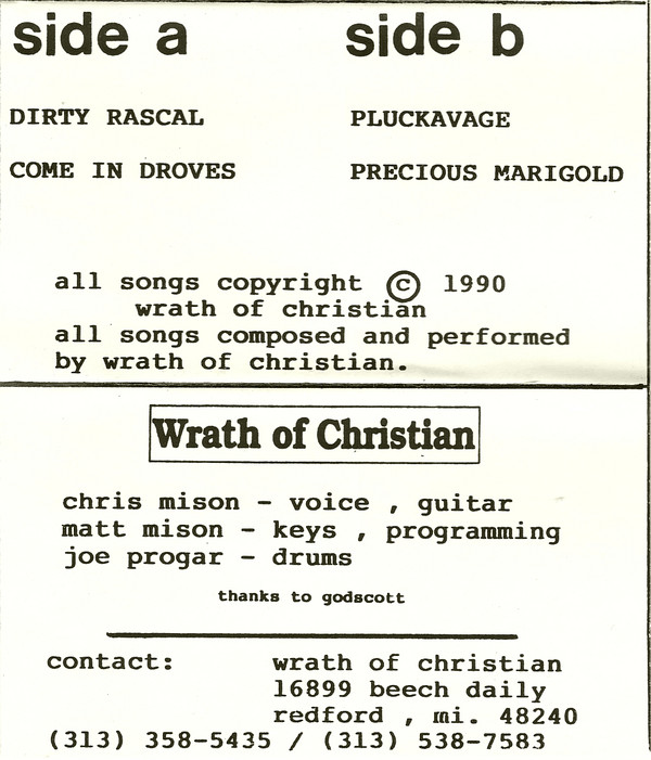 last ned album Wrath Of Christian - 4 Song Cassette