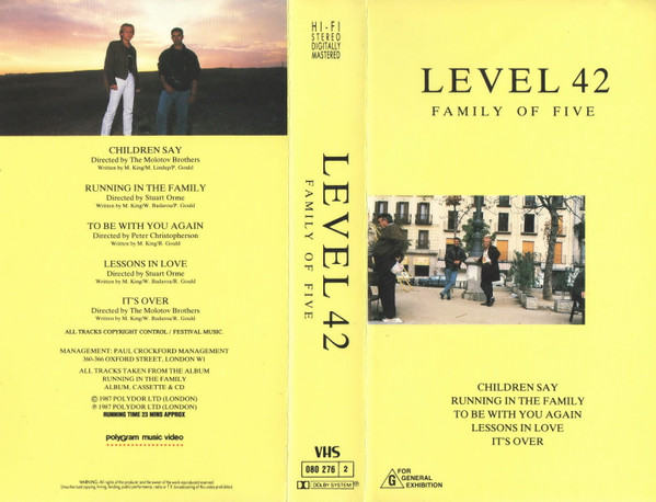 Level 42 – Family Of Five (1987, Single-Sided, CDV) - Discogs