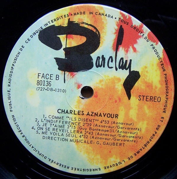 Charles Aznavour - Idiote Je T'Aime... | Barclay (80 136) - 4