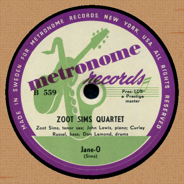 Zoot Sims Quartet – Jane-O / Memories Of You (1951, Shellac) - Discogs