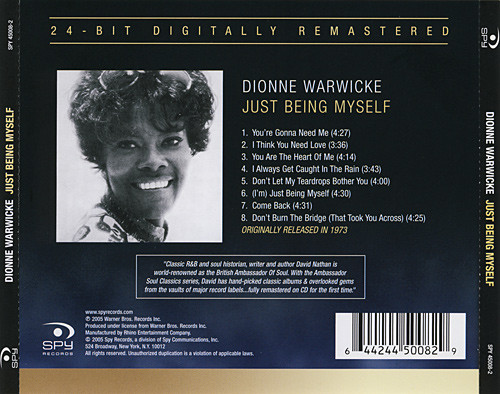 Dionne Warwicke - Just Being Myself | Releases | Discogs