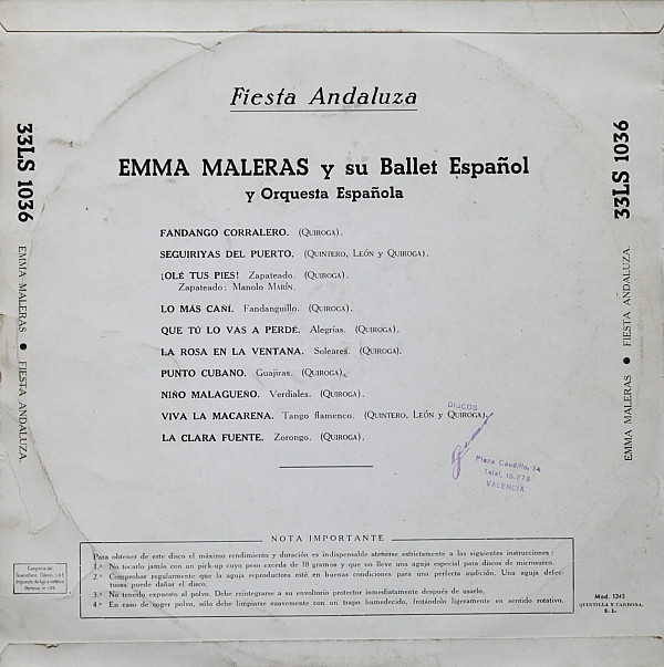 descargar álbum Emma Maleras Y Su Ballet Español, Orquesta Española - Fiesta Andaluza