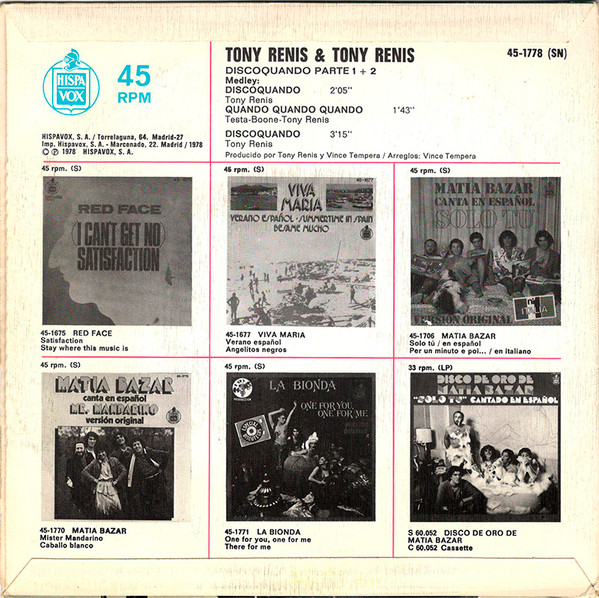 ladda ner album Tony Renis & Tony Renis - Discoquando Parte 1 2