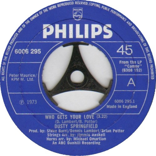Dusty Springfield – Who Gets Your Love (1973, Vinyl) - Discogs