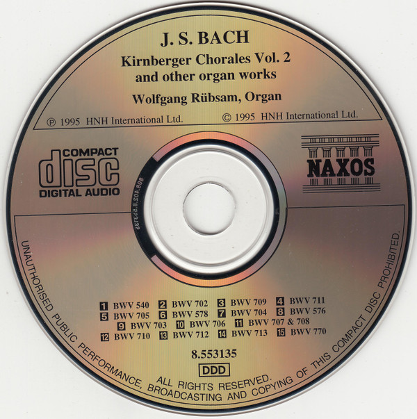 ladda ner album J S Bach Wolfgang Rübsam - Kirnberger Chorales Vol 1 And Other Organ Works