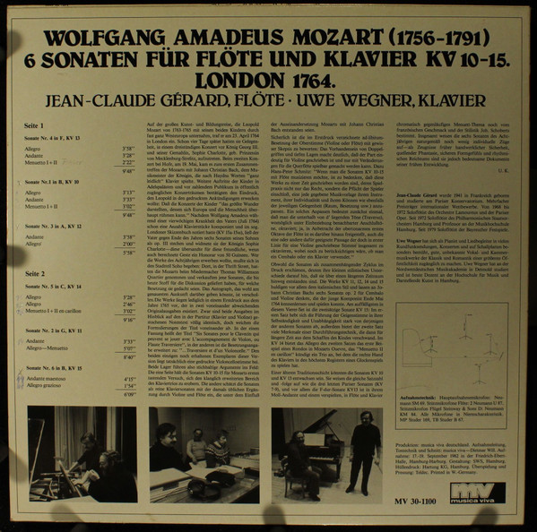 lataa albumi W A Mozart - 6 Sonaten Für Flöte Und Klavier