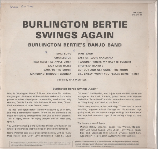 baixar álbum Burlington Bertie's Banjo Band - Burlington Bertie Swings Again
