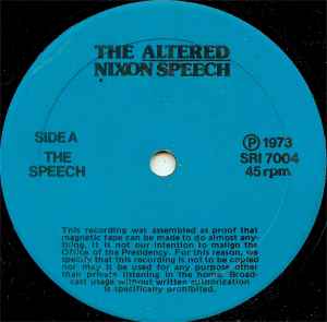 Richard Nixon - The Altered Nixon Speech album cover