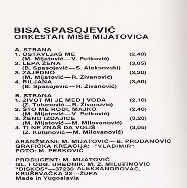 Album herunterladen Bisa Spasojević, Orkestar Miše Mijatovića - Ženo Izdajice