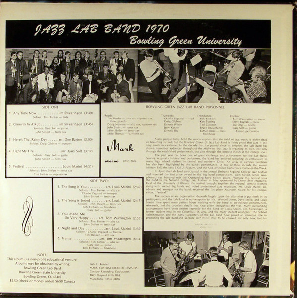 lataa albumi Bowling Green State University Jazz Lab Band - Jazz Lab Band 1970