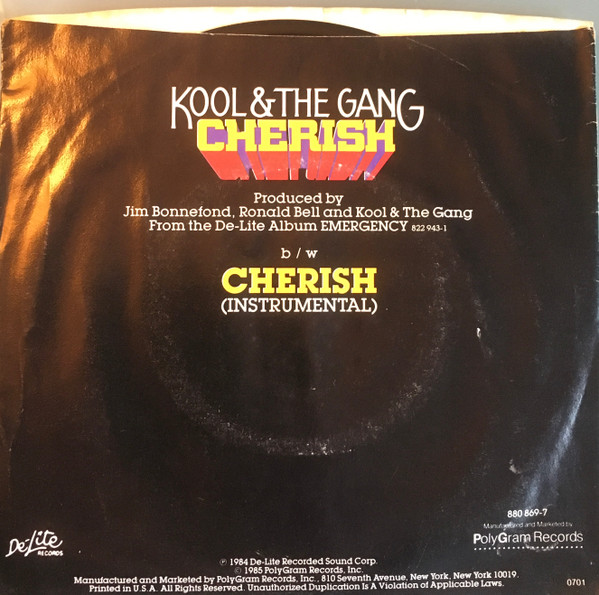 Kool & The Gang - Cherish | De-Lite Records (DES 834) - 5