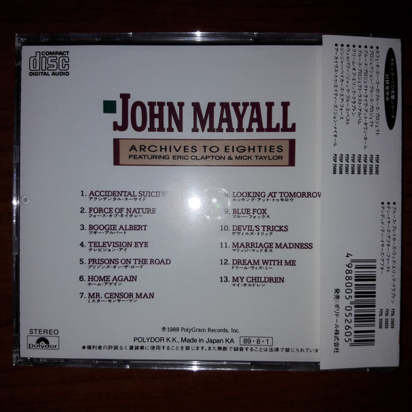 descargar álbum John Mayall Featuring Eric Clapton And Mick Taylor - Archives To Eighties