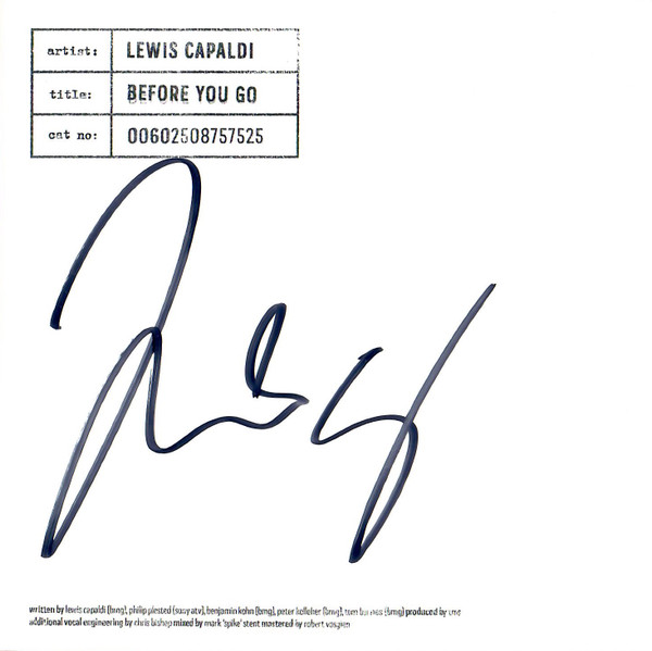 LEWIS CAPALDI - SIGNED PRINT + DIVINELY UNINSPIRED TO EXTENDED CD BEFORE  YOU GO