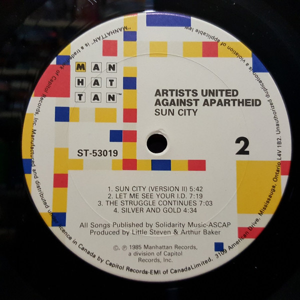 Artists United Against Apartheid - Sun City | Manhattan Records (ST-53019) - 4