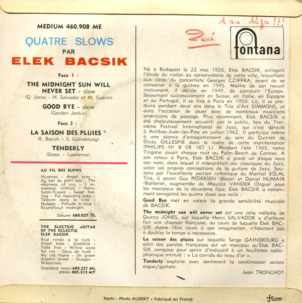 baixar álbum Elek Bacsik - Quatre Slows par