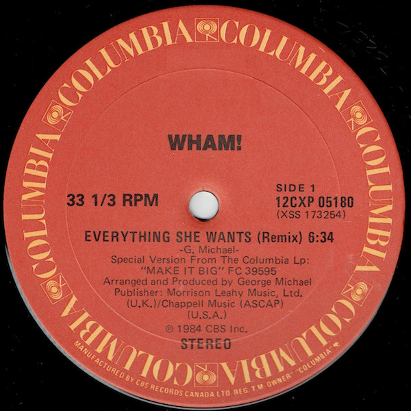 Wham! - Everything She Wants (Long Version) | Columbia (12CXP-05180) - 3